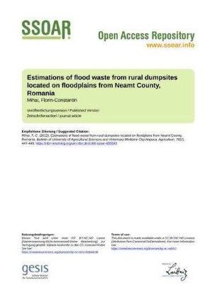 Estimations of flood waste from rural dumpsites located on floodplains from Neamt County, Romania