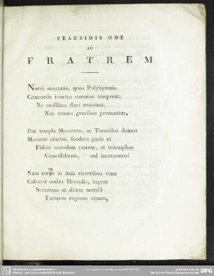 Praesidis ode ad fratrem