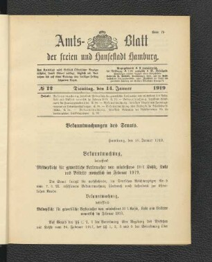 No.12, Dienstag, den 14. Januar 1919