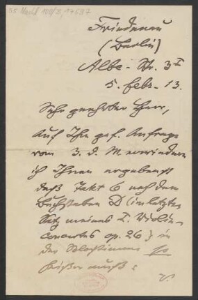 Brief an Fried. M. Anderson : 05.02.1913