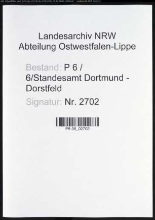 Sterberegister Standesamt Dortmund-Dorstfeld (III)