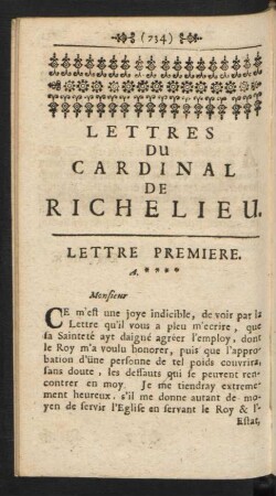 Lettres Du Cardinal De Richelieu.