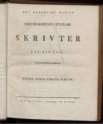 Tredie Deels Förste Haefte