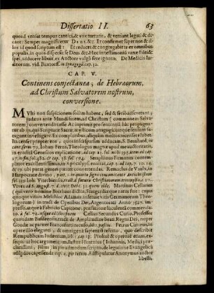 Cap. V. Continens conjectanea; de Hebraeorum, ad Christum Salvatorem nostrum, conversione.