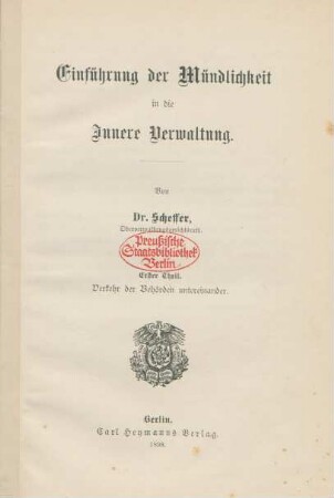 Theil 1: Verkehr der Behörden untereinander