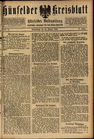 Ausgabe vom Donnerstag, den 26. Januar 1922.