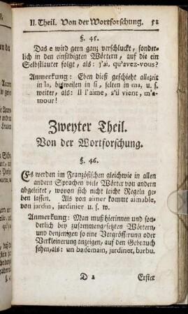 Zweyter Theil. Von der Wortforschung.
