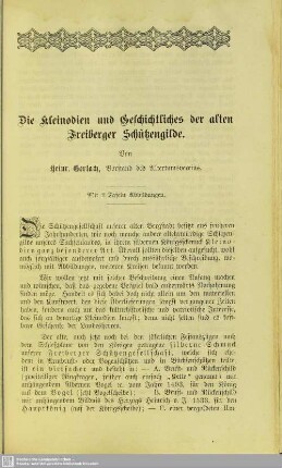 Die Kleinodien und Geschichtliches der alten Freiberger Schützengilde