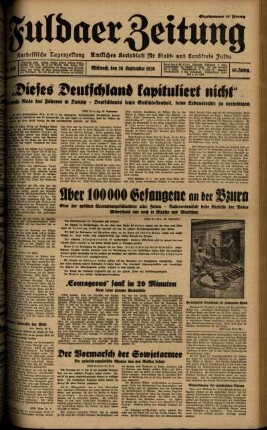 Ausgabe vom Mittwoch, den 20. September 1939.