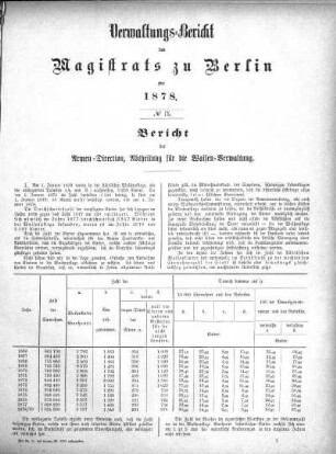 No. IX. Bericht der Armen-Direction, Abtheilung für die Waisen-Verwaltung