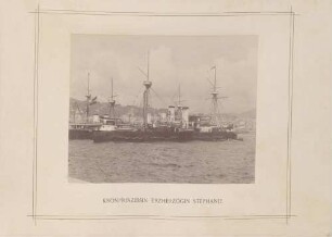 Kriegsschiff "Kronprinzessin Erzherzogin Stephanie" im Hafen von Genua