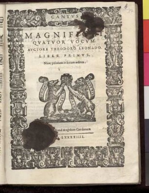 Theodoro Leonardo: Magnificat quatuor vocum... Liber primus. Cantus