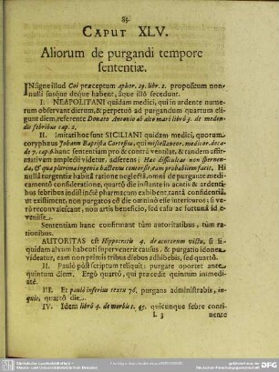 Caput XLV. Aliorum de purgandi tempore sententiae