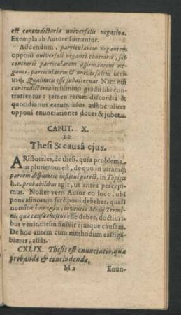 Caput X. De Thesi & causa eius.