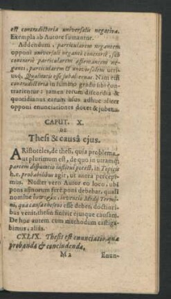 Caput X. De Thesi & causa eius.