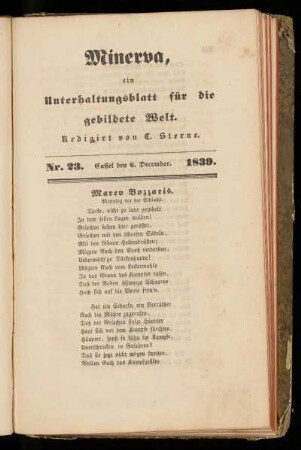 Minerva, Nr. 23, 6. December 1839