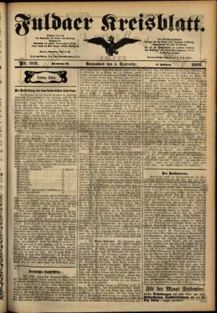 Dritte Ausgabe vom Samstag, den 04. September 1909.