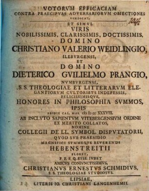 Votorum efficacia contra praecipuas adversariorum obiectiones vindicata