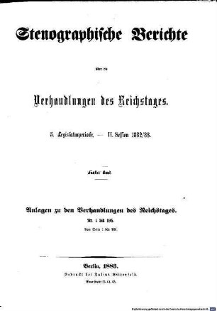 Verhandlungen des Reichstages. Stenographische Berichte. 72. 1882/83