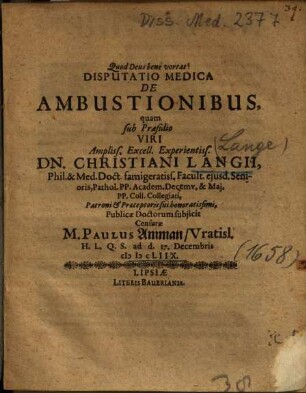 Disputatio Medica De Ambustionibus