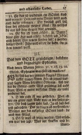 III. Das von Gott gezüchtigte / bekehrte und begnadigte Ephraim.