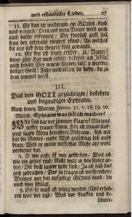 III. Das von Gott gezüchtigte / bekehrte und begnadigte Ephraim.