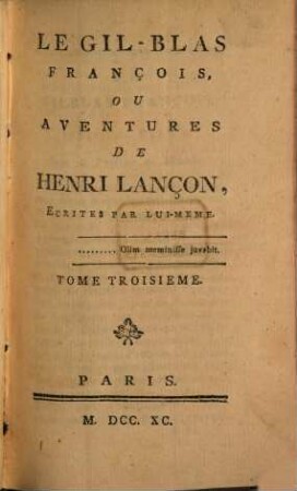 Le Gil-Blas François, Ou Aventures De Henri Lançon, 3