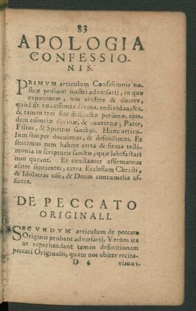 Apologia Confessionis. De Peccato Originali.