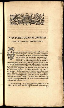 Auditores Omnium Ordinum Honoratissimi, Moestissimi !