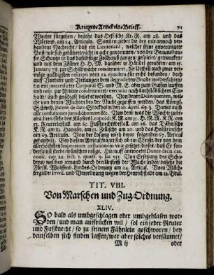 Tit. VIII. Von Marschen und Zug-Ordnung.