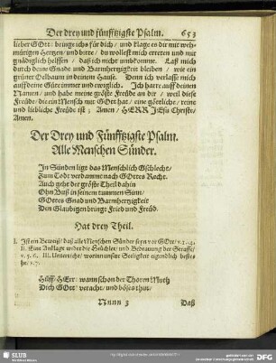 Der Drey und Fünfftzigste Psalm. Alle Menschen Sünder