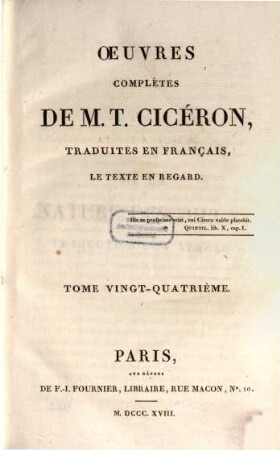 Oeuvres complètes de M. T. Cicéron, 24. Ouvrages philosophiques