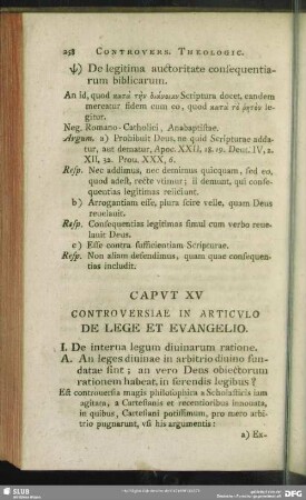 Caput XV. Controversiae In Articulo De Lege Et Evangelio