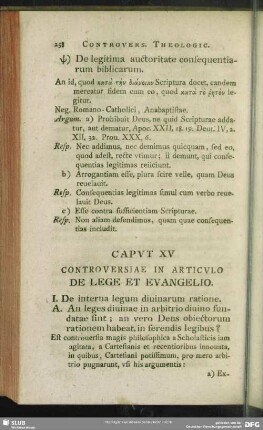 Caput XV. Controversiae In Articulo De Lege Et Evangelio