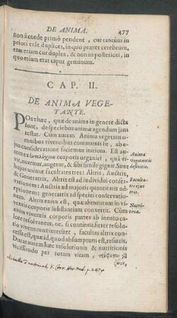 Cap. II. De Anima Vegetante