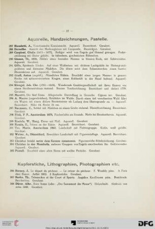 Aquarelle, Handzeichnungen, Pastelle (Nr. 287-305)