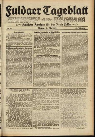 Ausgabe vom Montag, den 09. Mai 1921.