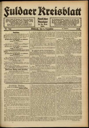 Ausgabe vom Mittwoch, den 04. Dezember 1918.