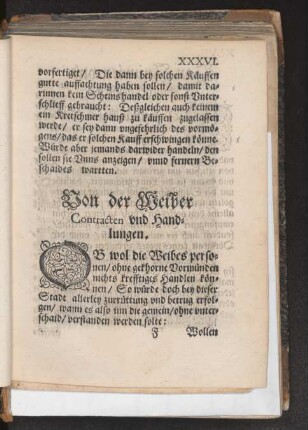 Von der Weiber Contracten vnd Handlungen.