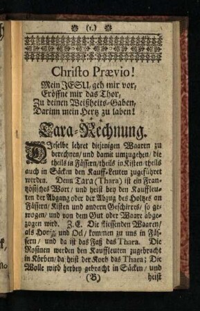 Tara - Rechnung
