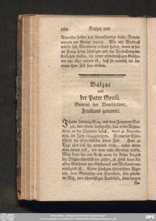 Balzac und der Pater Goulü, General der Benedictiner, Feuillans genannt.