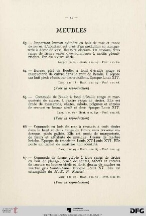 Meubles (Nr. 63-69)