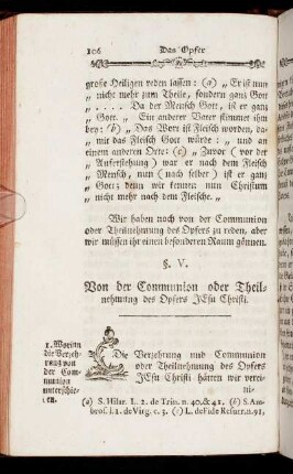 §. V. Von der Communion oder Theilnehmung des Opfers Jesu Christi.