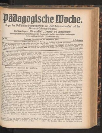Prinzipien und Methoden der Erziehung : (eine Buchbesprechung)