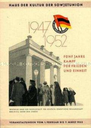Veranstaltungsprogramm des Hauses der Kultur der Sowjetunion Februar/März 1952