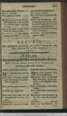 Recueil De quelques manières de parler François, les plus ordinaires, & les plus nécessaires à favoir