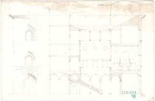 Fischer, Theodor; Italien; Bauaufnahmen - Palazzo Gondi in Florenz (Teilansicht, Schnitt)