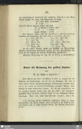 Ueber die Keimung der gelben Lupine