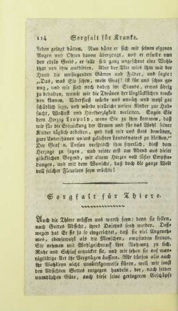 Sorgfalt für Thiere