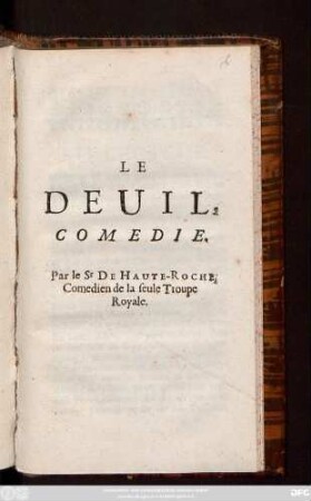 Le Deuil : Comedie